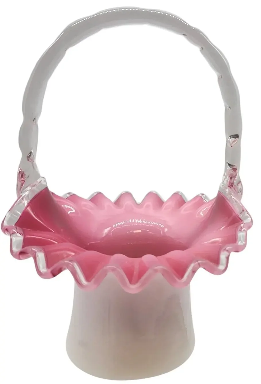 VINTAGE FENTON PEACH CREST BASKET